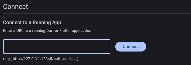 Screenshot of the DevTools connect dialog